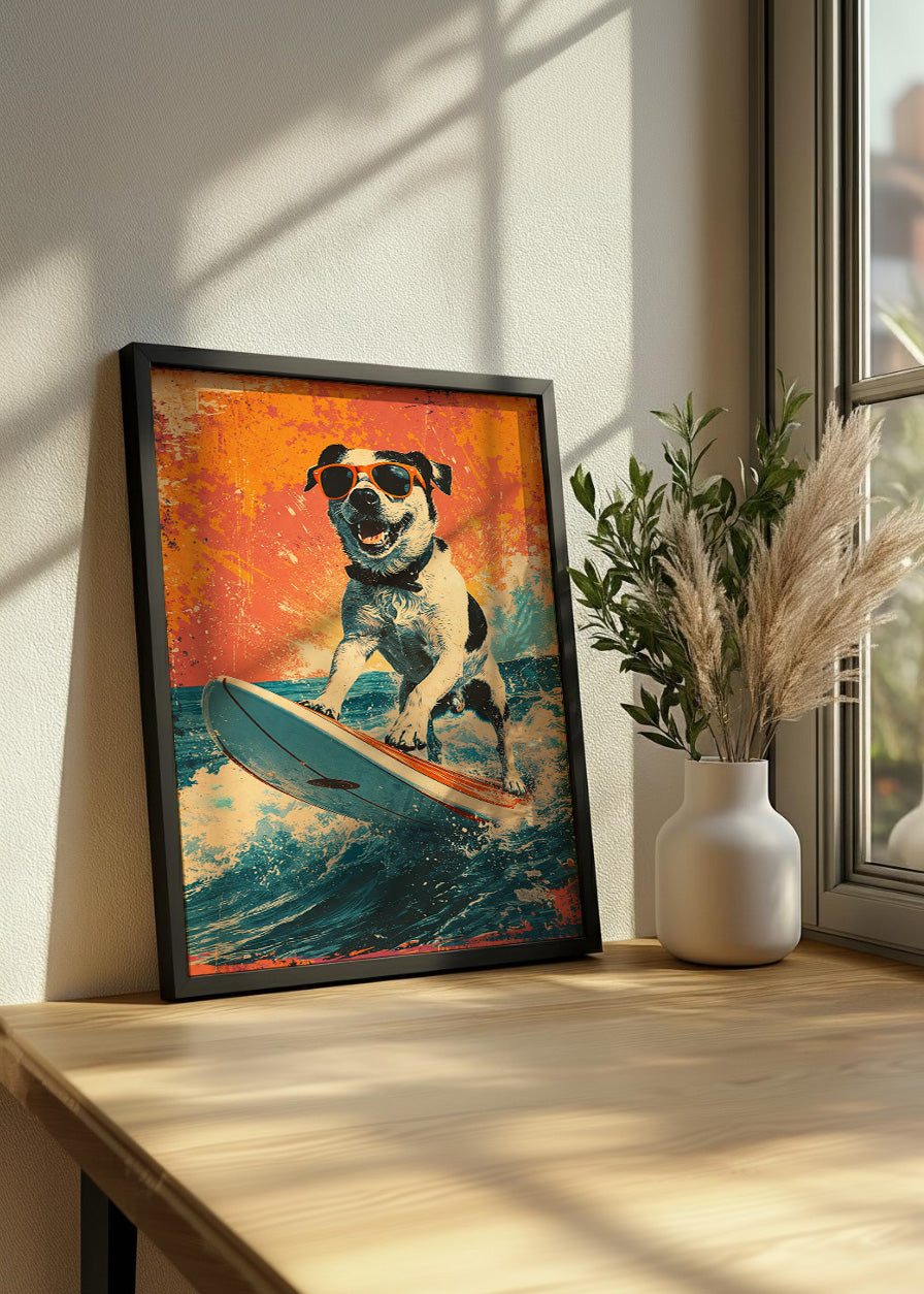 Cuadro Perro haciendo surf
