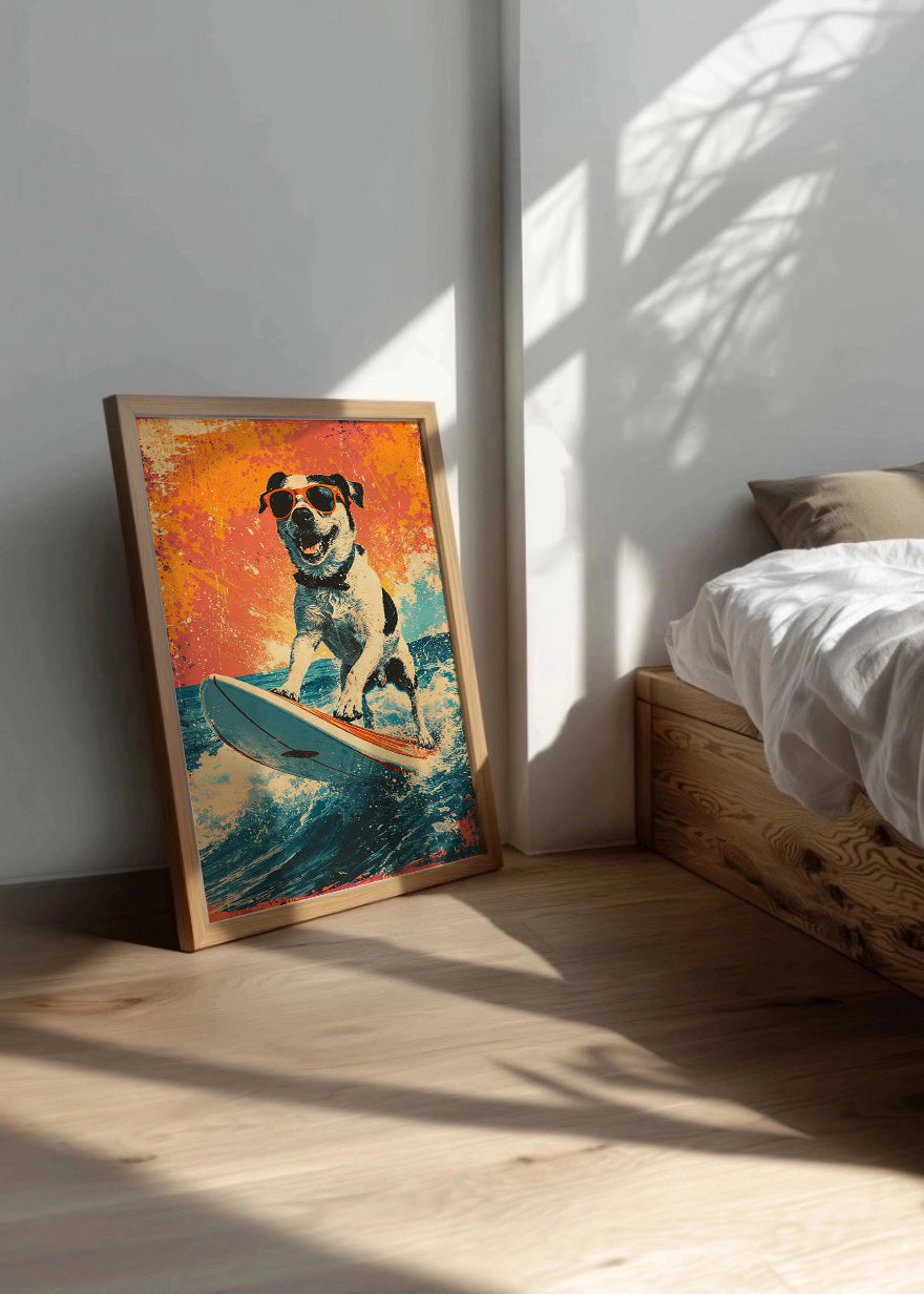 Cuadro Perro haciendo surf