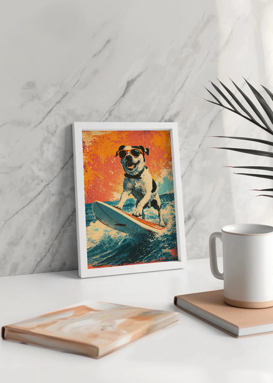 Cuadro Perro haciendo surf