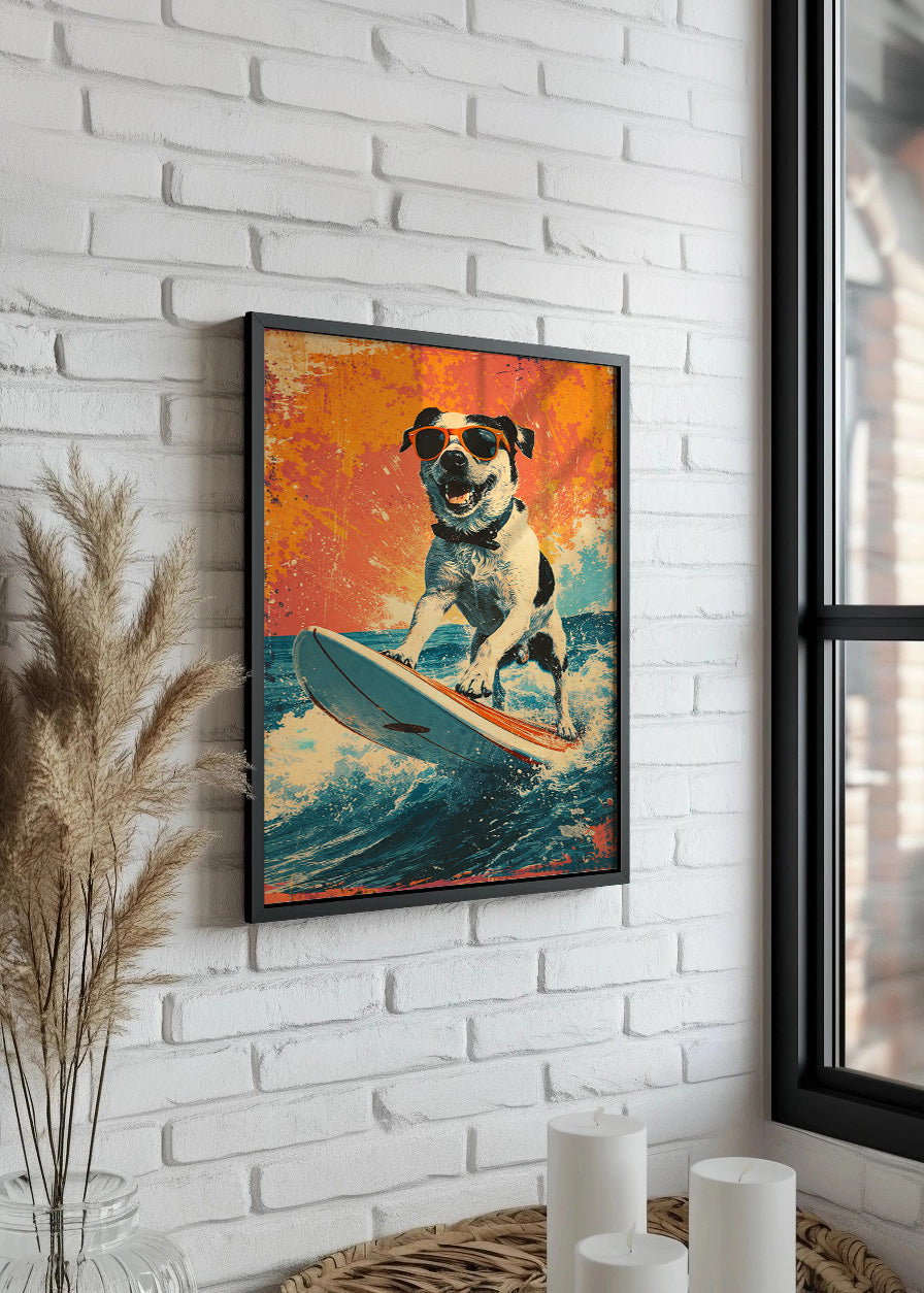 Cuadro Perro haciendo surf