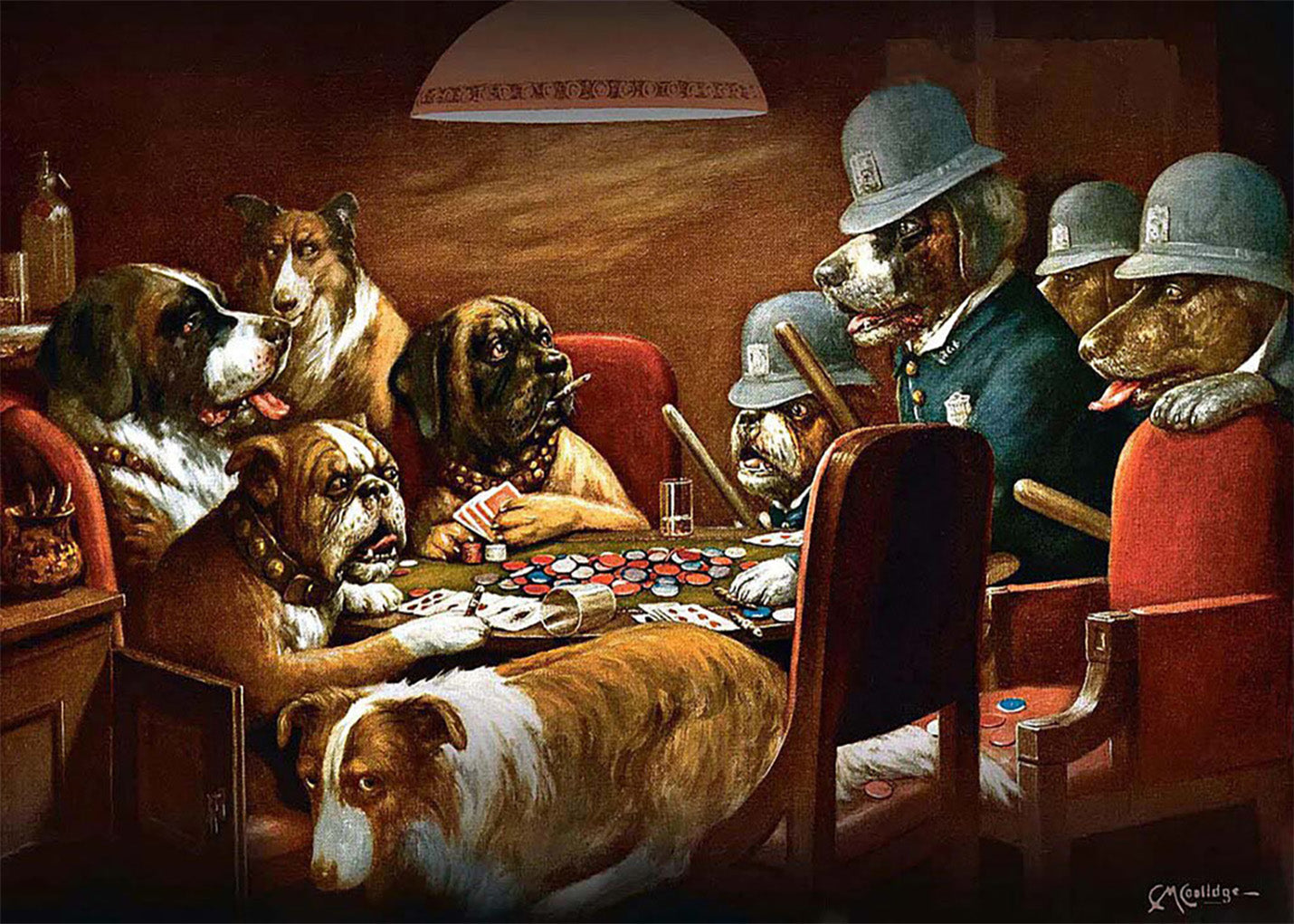Cuadro ​Perros Jugando al Poker (Cassius Marcellus Coolidge)