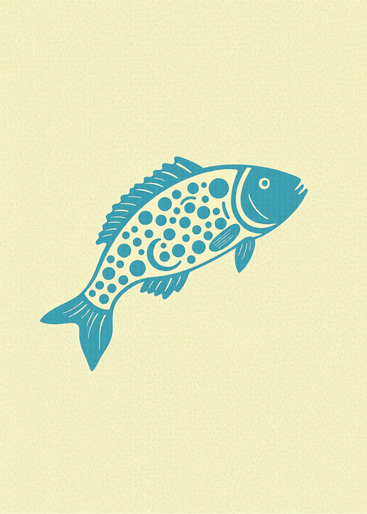 Cuadro Pez azul beige
