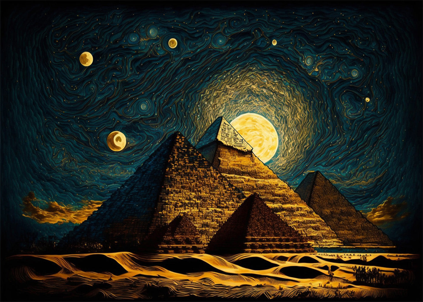 Cuadro ​Pirámides estilo Starry Night