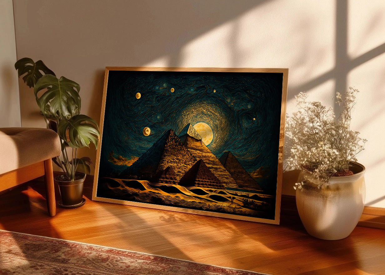 Cuadro ​Pirámides estilo Starry Night