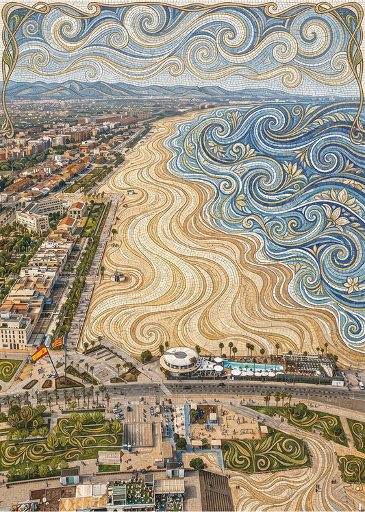 Cuadro Playa Malvarrosa de Valencia - Art Nouveau