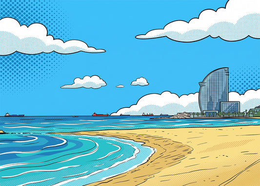 Cuadro Playa de Barcelona - Cómic
