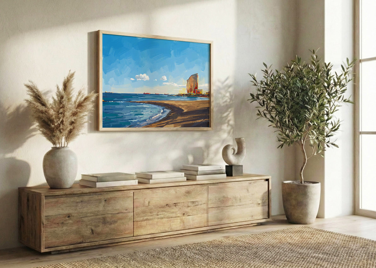 Cuadro Playa de Barcelona - Gouache