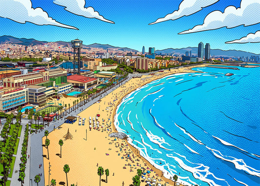 Cuadro Playa de La Barceloneta - Cómic