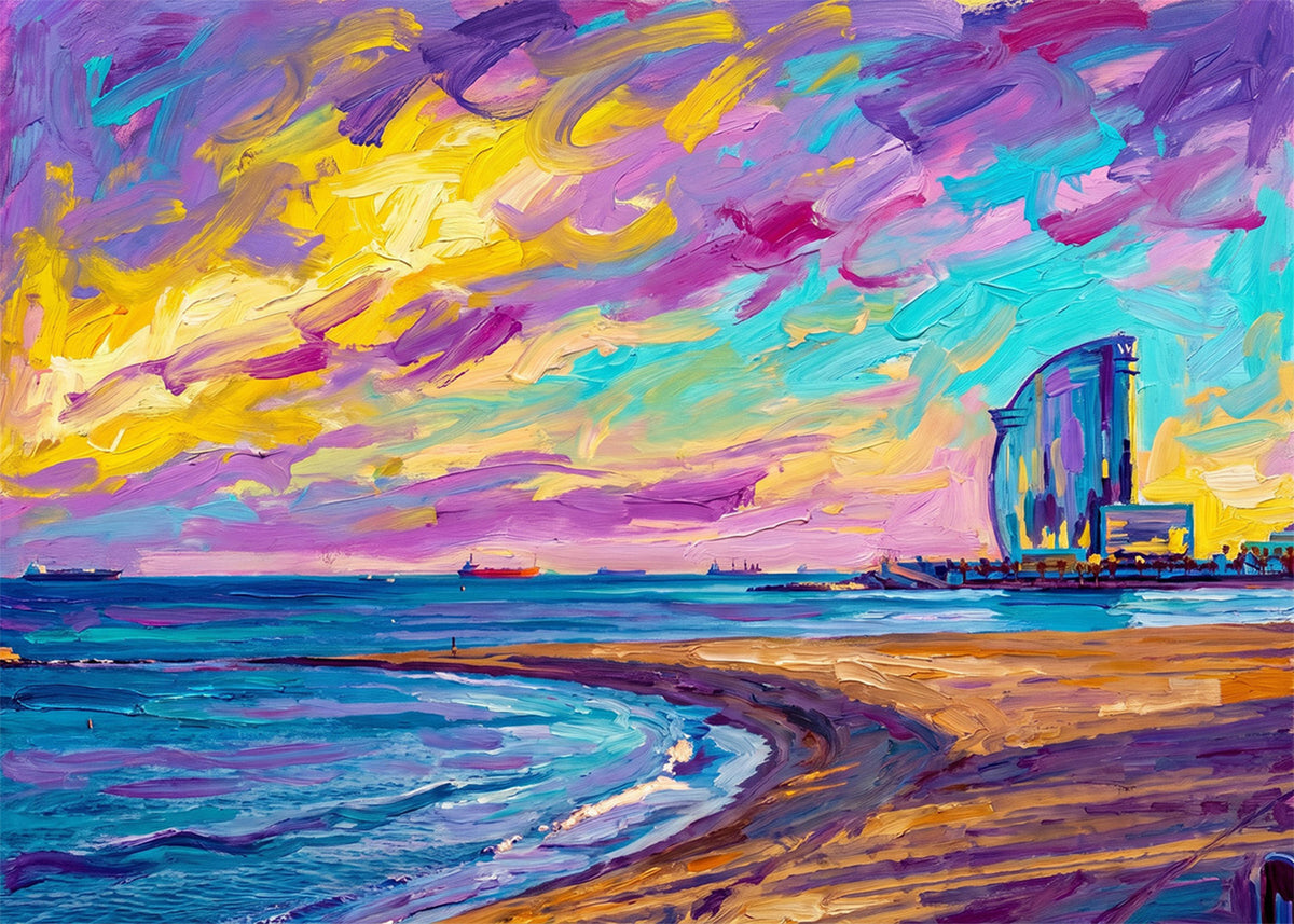 Cuadro Playa de La Barceloneta - Fauvista