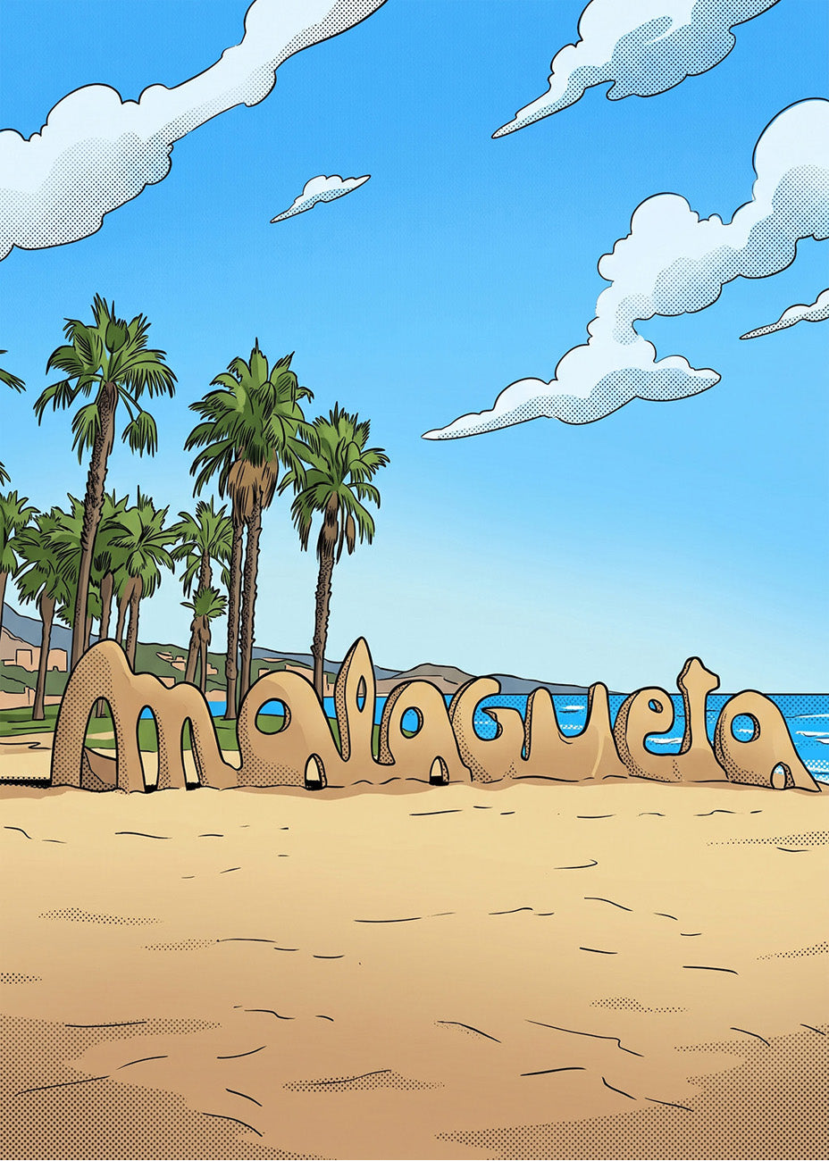 Cuadro Playa de La Malagueta - Cómic