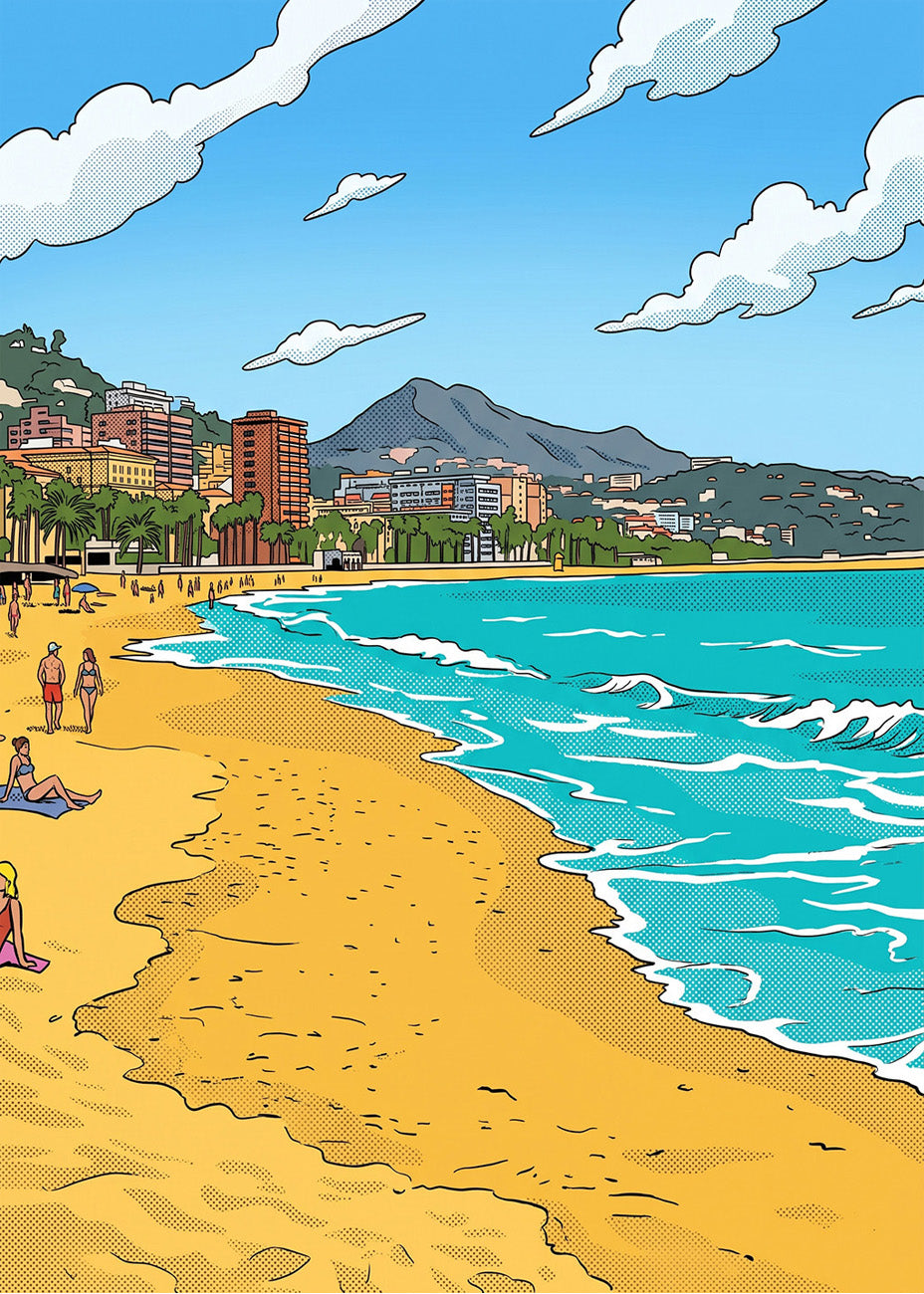 Cuadro Playa de Málaga La Malagueta - Cómic