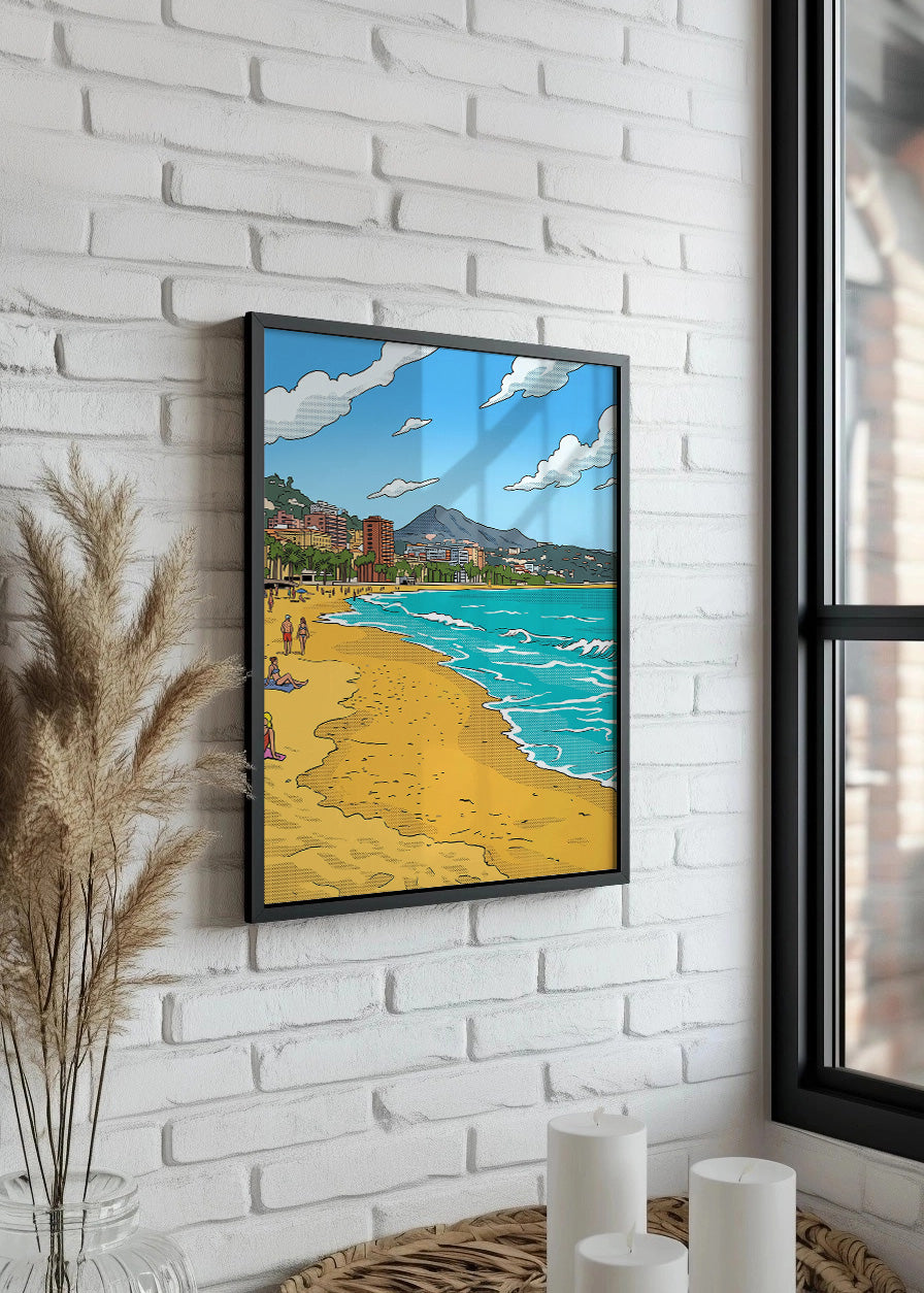Cuadro Playa de Málaga La Malagueta - Cómic
