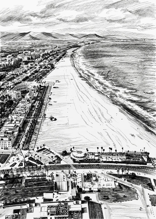 Cuadro Playa de Valencia La Malvarrosa efecto lápiz