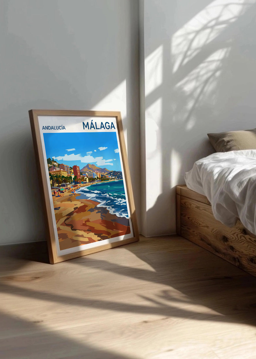 Cuadro Playa y costa de Málaga - Gouache