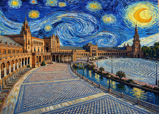 Plaza España, Seville - Starry Night
