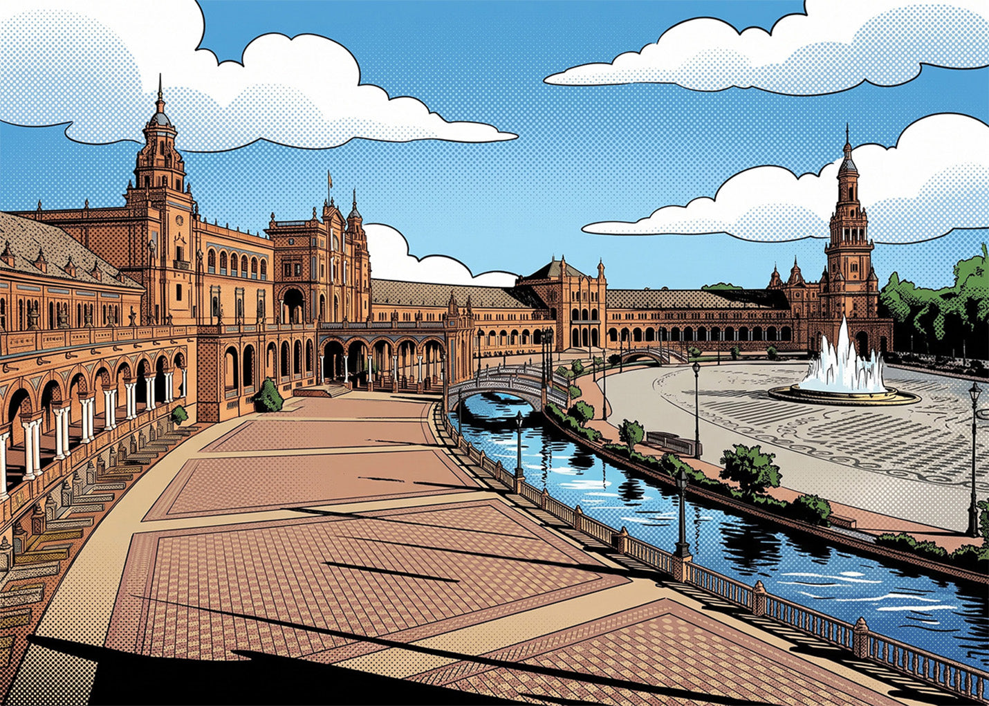 Cuadro Plaza España de Sevilla - Cómic