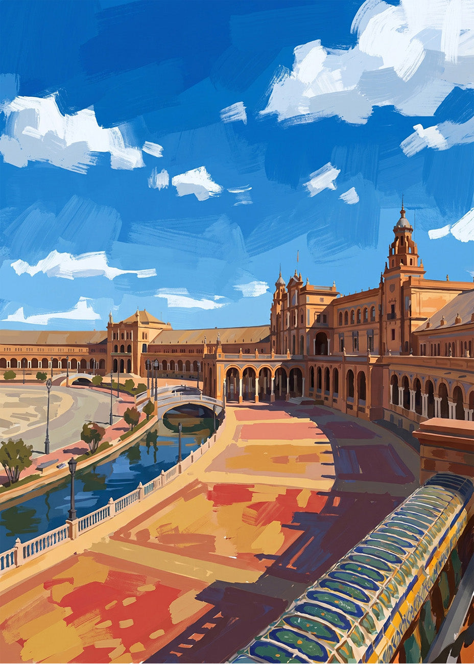 Cuadro Plaza España de Sevilla - Gouache