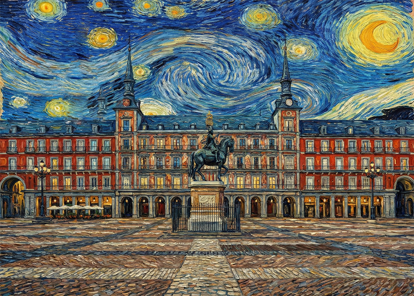 Cuadro Plaza Mayor de Madrid - Noche Estrellada