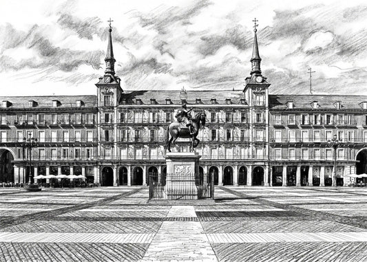 Cuadro Plaza Mayor de Madrid estilo lápiz