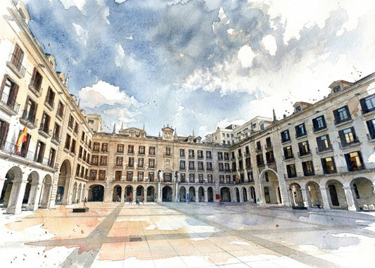 Cuadro Plaza Porticada - Acuarela