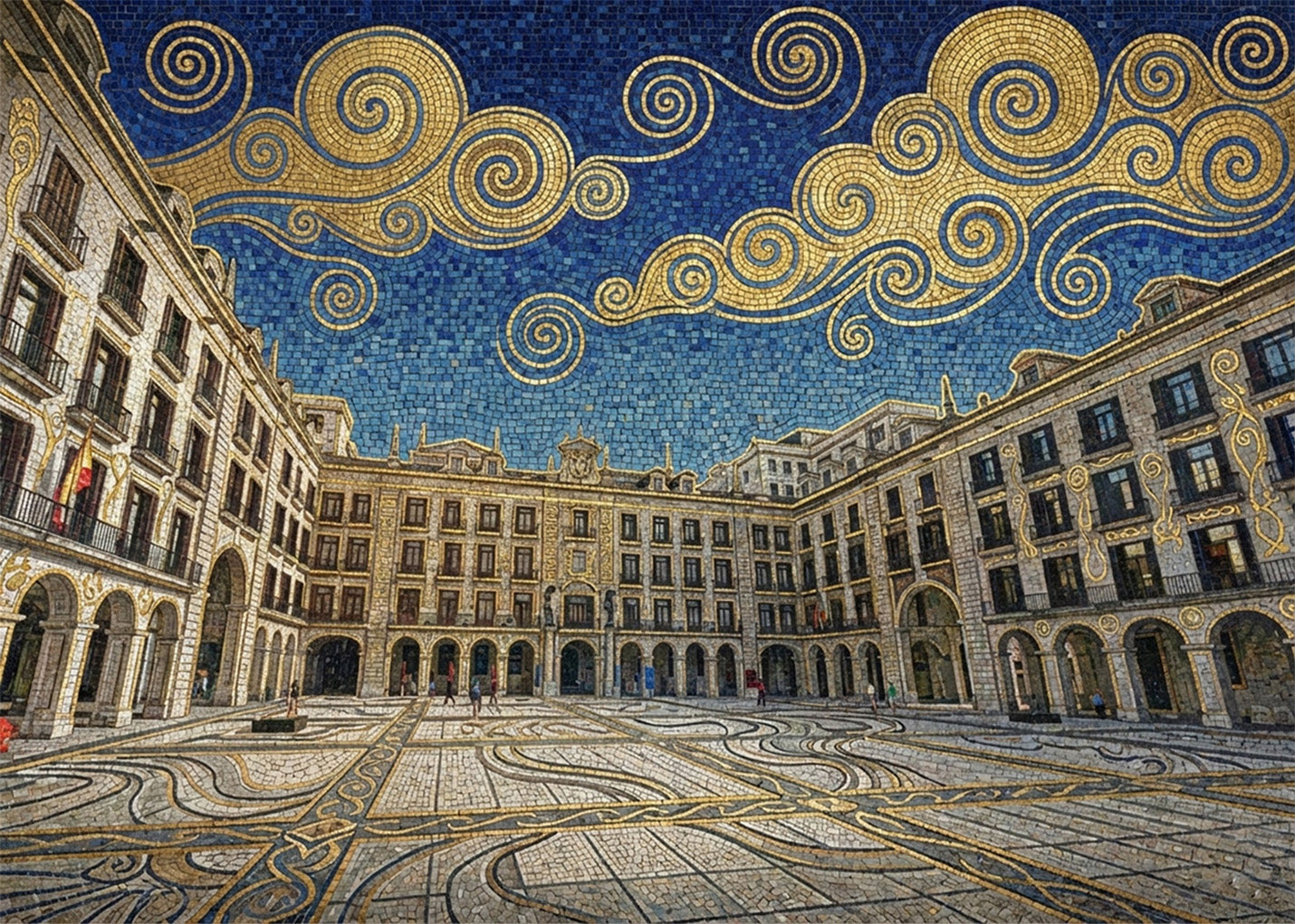 Cuadro Plaza Porticada - Art Nouveau