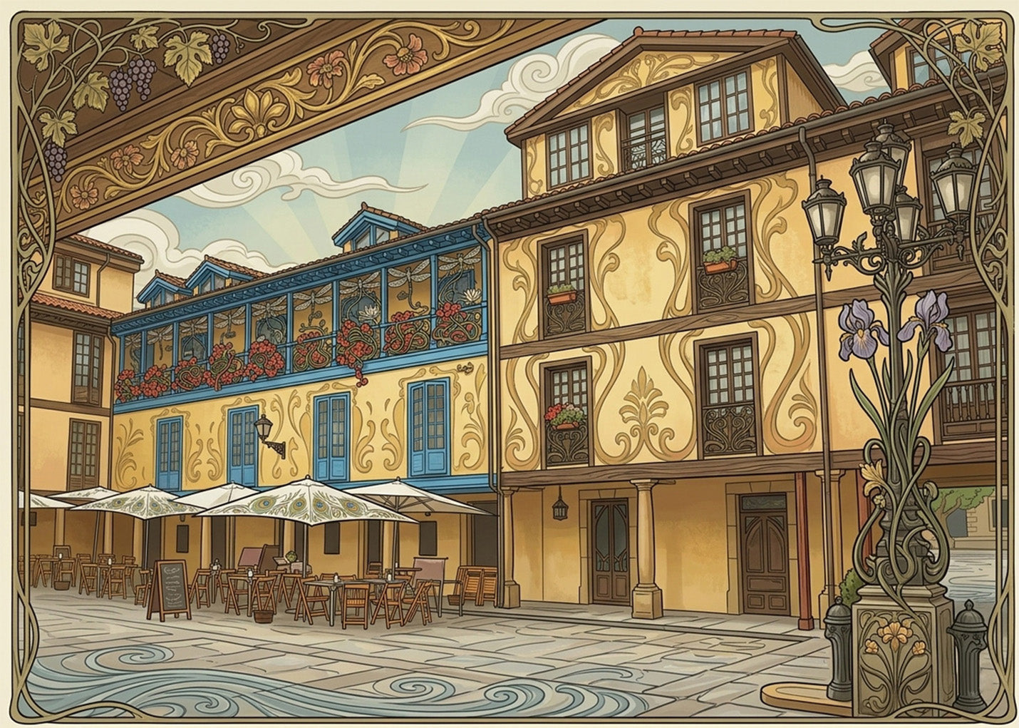 Cuadro Plaza del Fontán - Art Nouveau