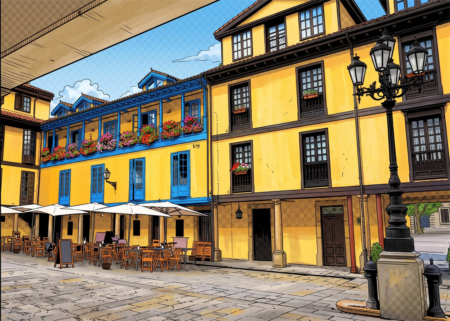 Cuadro Plaza del Fontán - Cómic