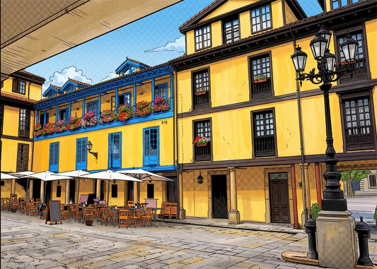 Cuadro Plaza del Fontán - Cómic