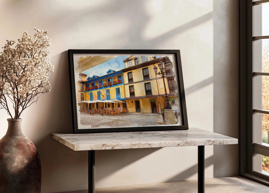 Cuadro Plaza del Fontán estilo acuarela