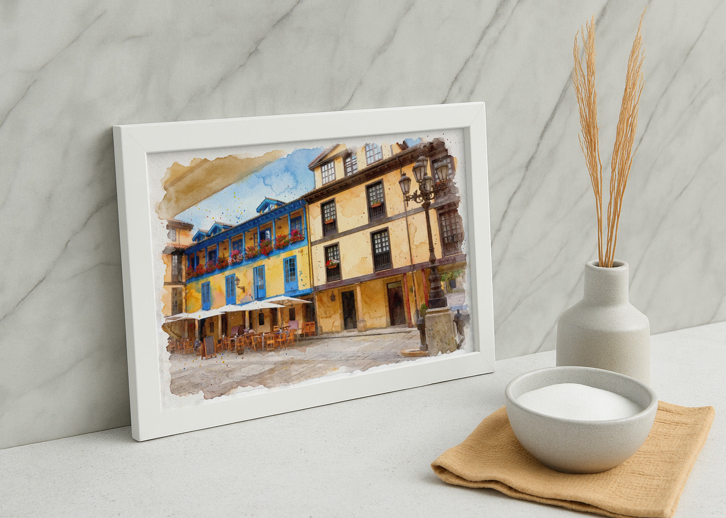 Cuadro Plaza del Fontán estilo acuarela