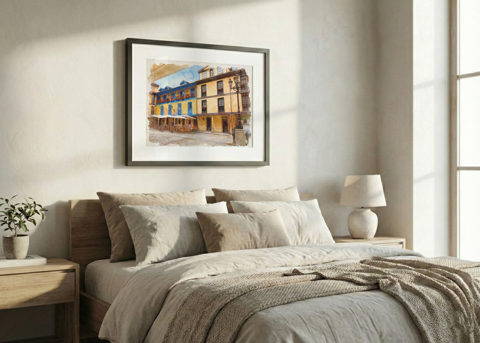 Cuadro Plaza del Fontán estilo acuarela