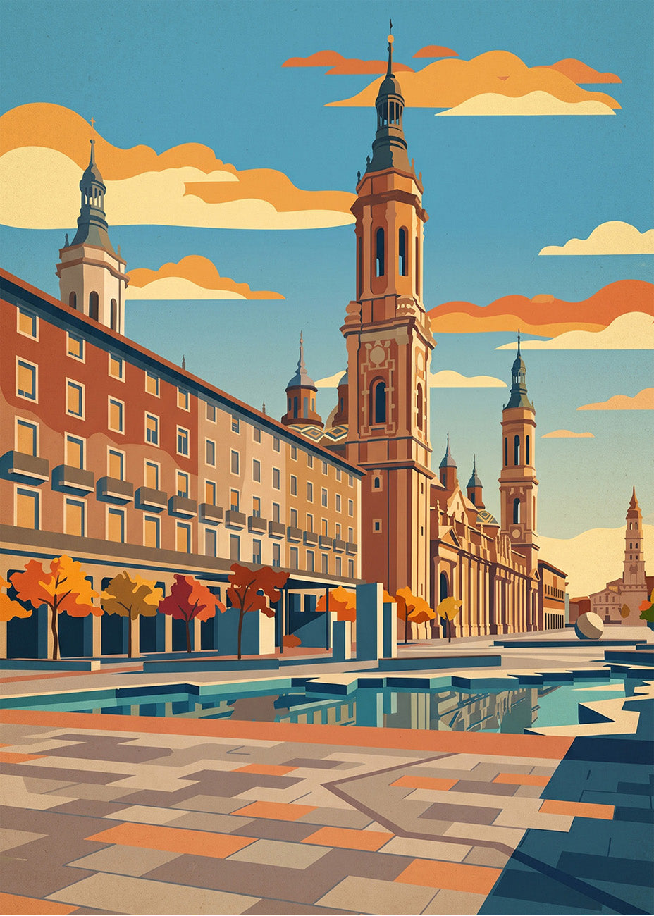 Cuadro Plaza del Pilar Zaragoza - Otoño