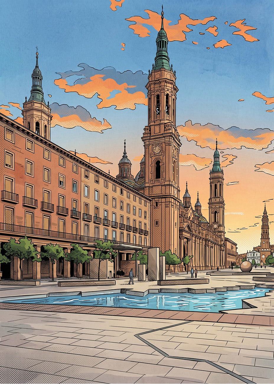 Cuadro Plaza del Pilar en Zaragoza - Cómic