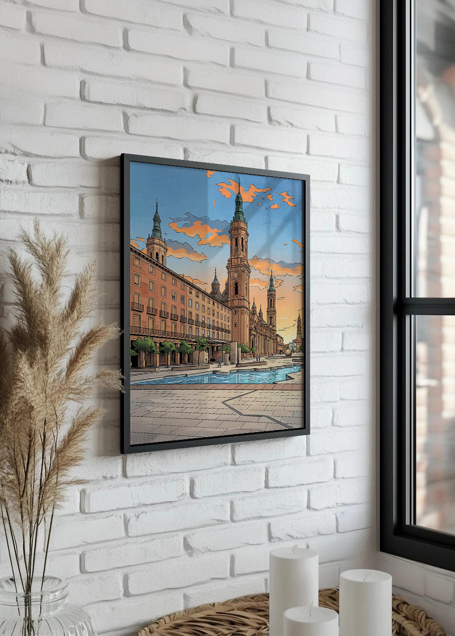 Cuadro Plaza del Pilar en Zaragoza - Cómic