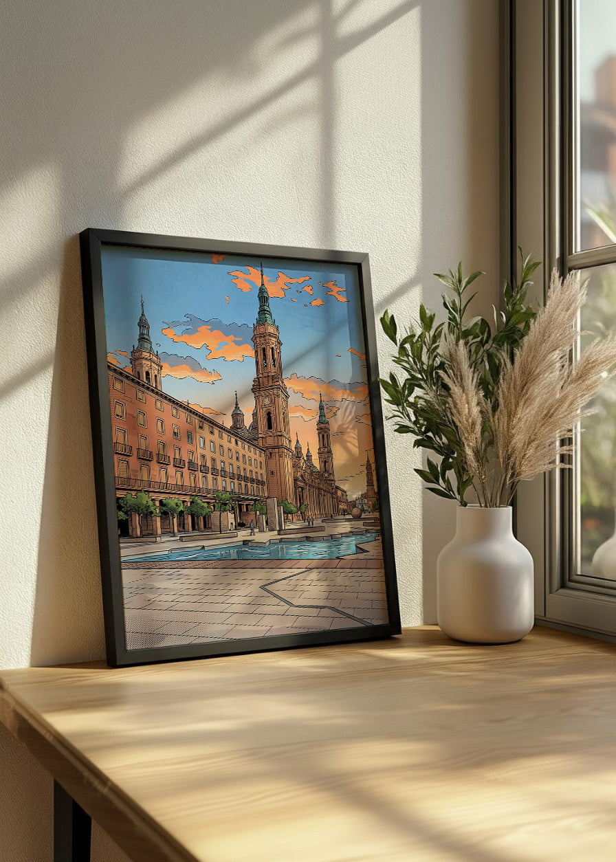 Cuadro Plaza del Pilar en Zaragoza - Cómic