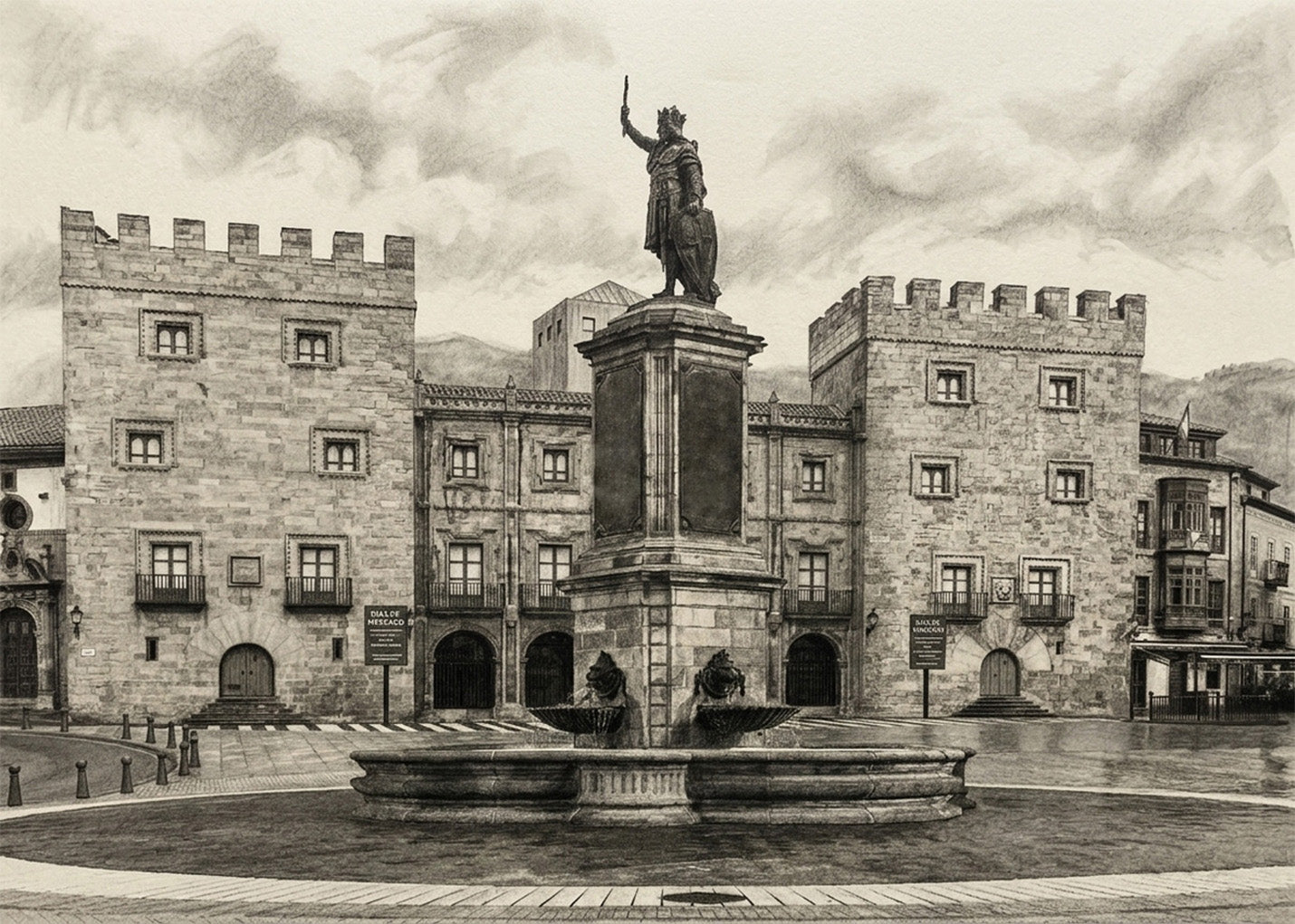 Cuadro Plaza del Rey Pelayo - Lápiz
