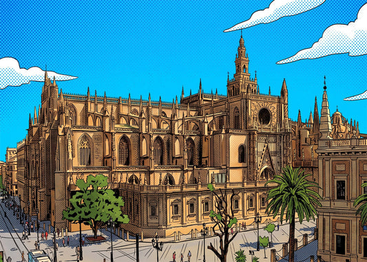 Cuadro Plaza del Triunfo y Catedral de Sevilla - Cómic