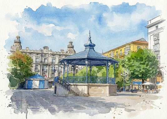 Cuadro Plaza pombo - Acuarela