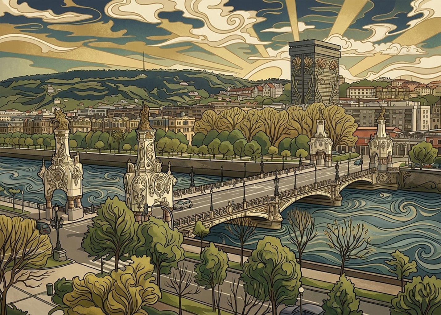 Cuadro Puente de María Cristina - Art Nouveau