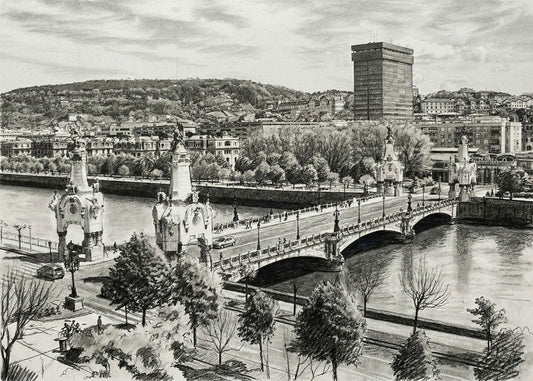 Cuadro Puente de María Cristina estilo lápiz