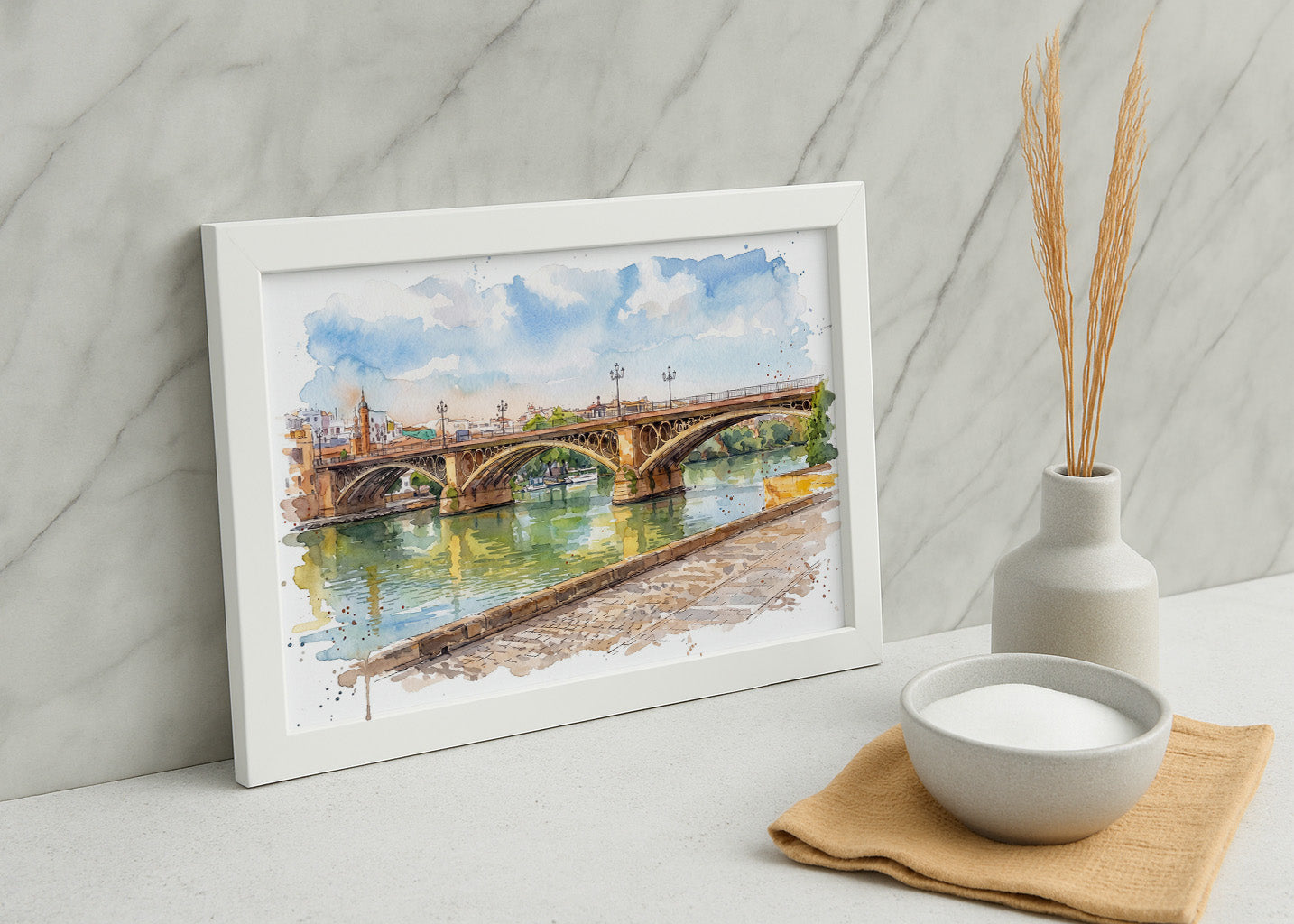 Cuadro Puente de Triana de Sevilla estilo acuarela