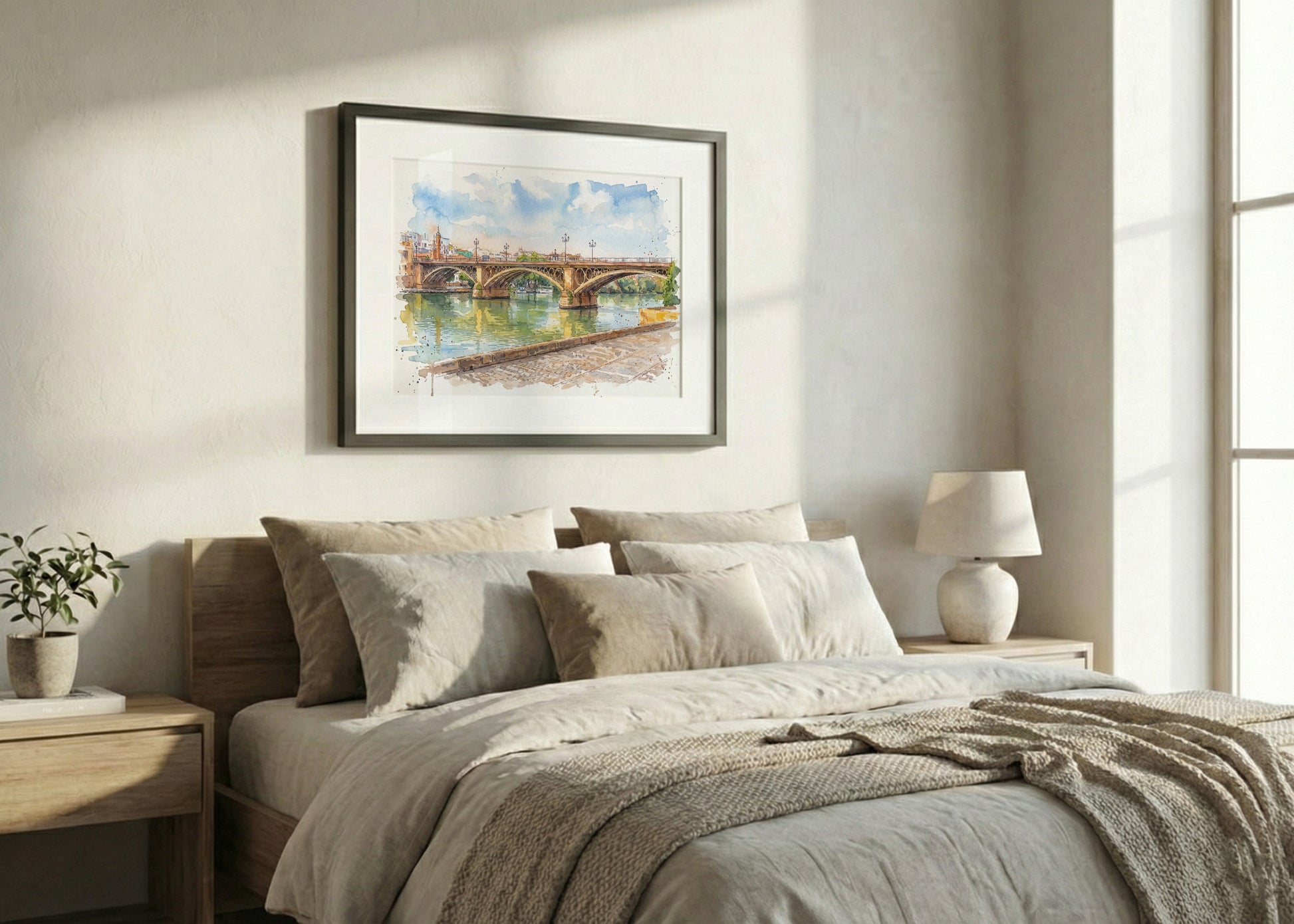 Cuadro Puente de Triana de Sevilla estilo acuarela