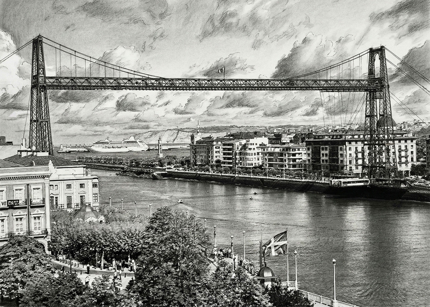 Cuadro Puente de Vizcaya estilo lápiz