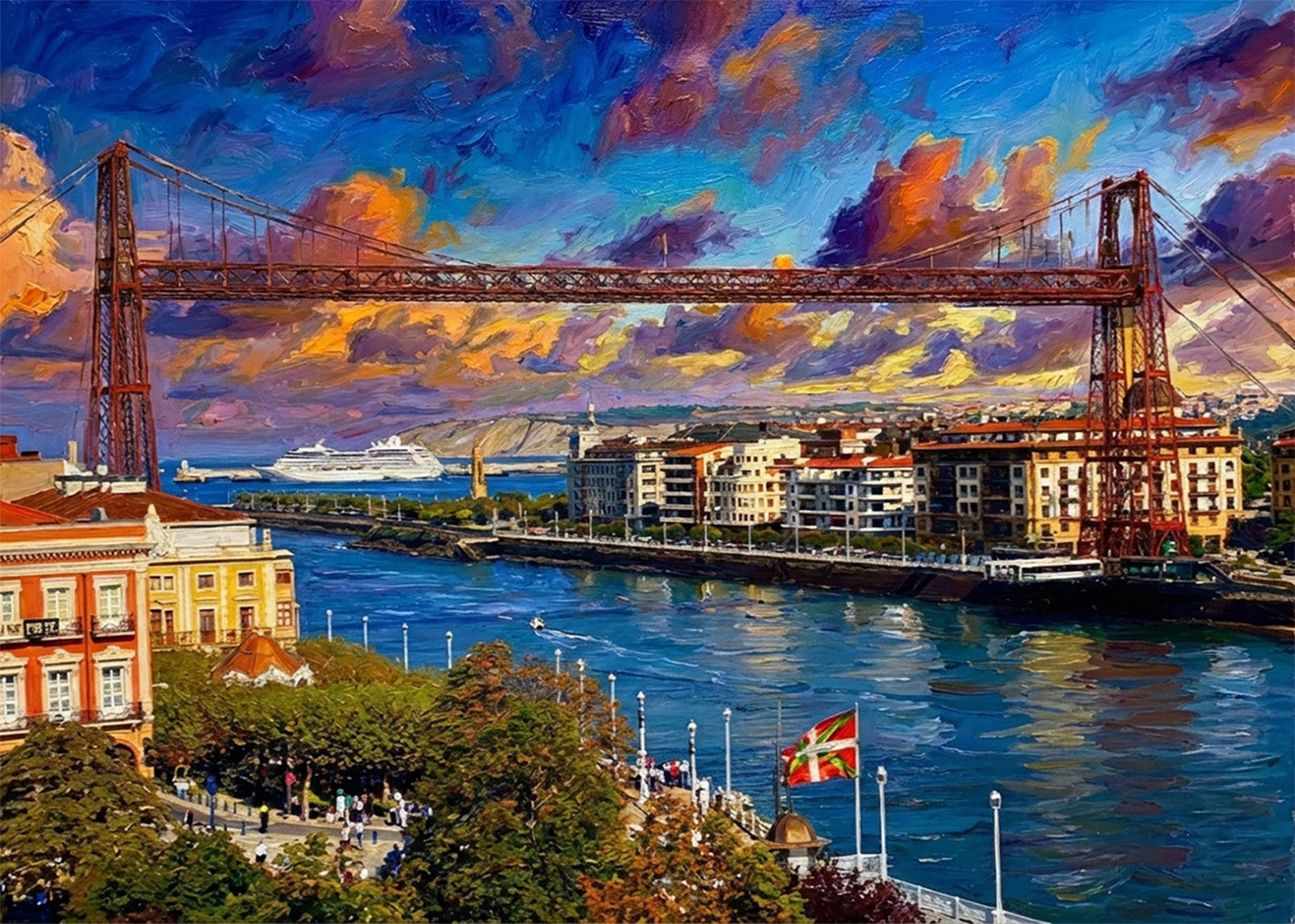 Cuadro Puente de Vizcaya estilo óleo