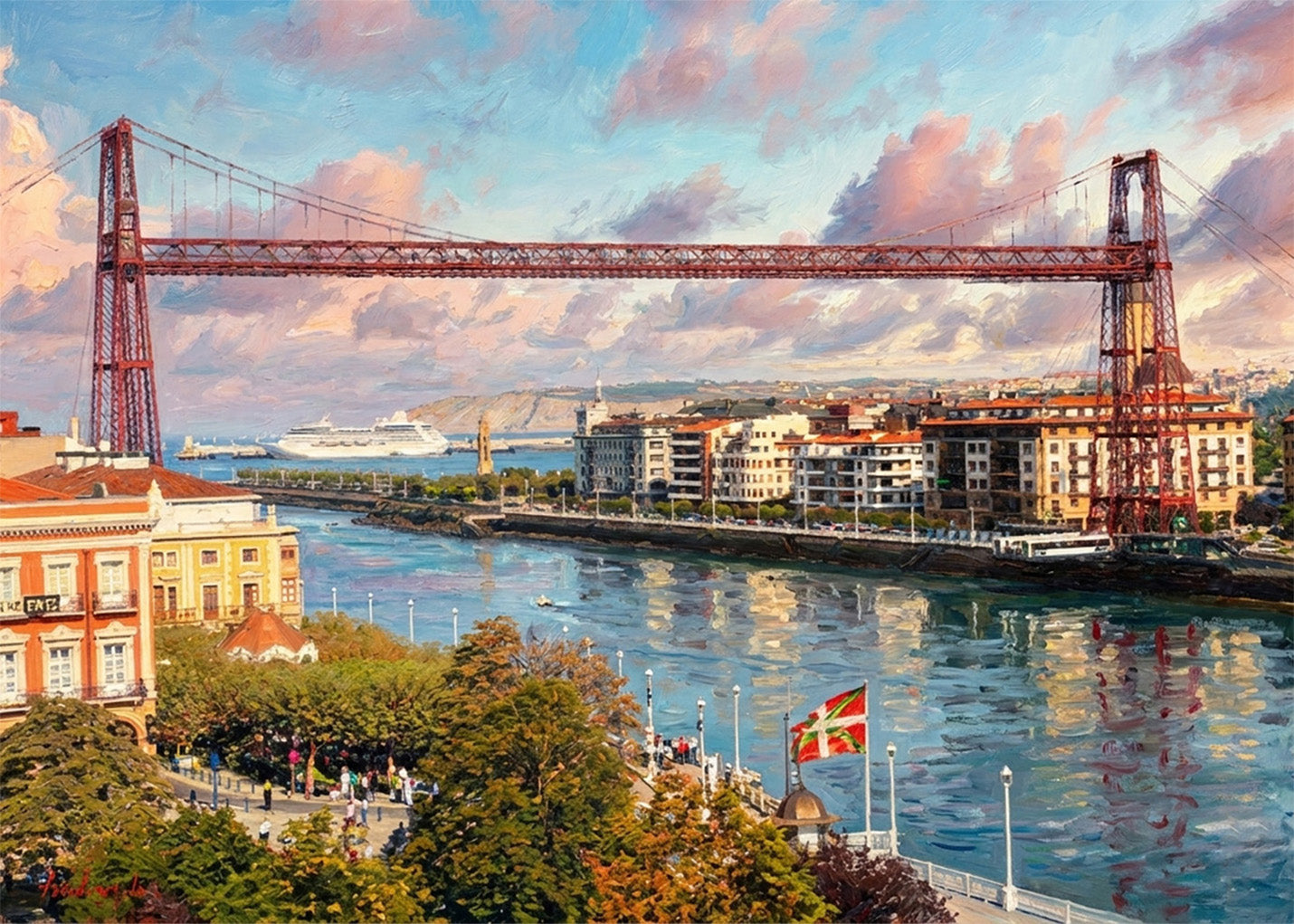 Cuadro Puente de Vizcaya impresionista