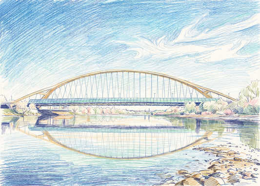 Cuadro Puente del Tercer Milenio Zaragoza efecto dibujo