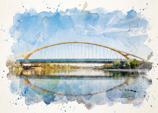 Cuadro Puente del Tercer Milenio de Zaragoza efecto acuarela