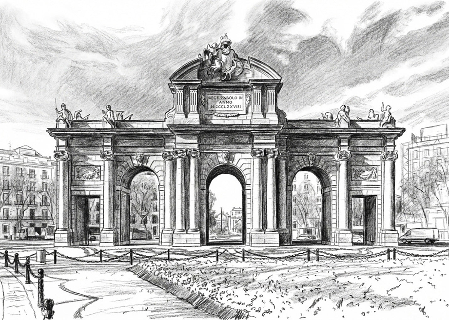 Cuadro Puerta de Alcalá estilo lápiz