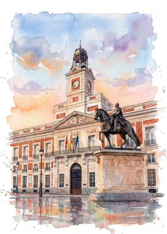 Cuadro Puerta del Sol Carlos III - Acuarela