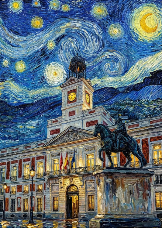 Cuadro Puerta del Sol y Carlos III - Noche Estrellada